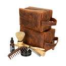 Oswego Men's Leather Dopp Kit & Small Travel Handbag-10