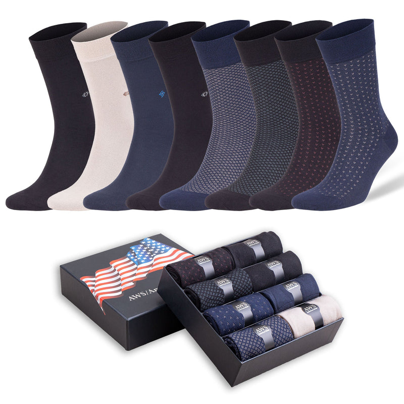 8 Pairs - Men's Bamboo Trouser Dress Socks Business Casual Socks with Gift Box-1