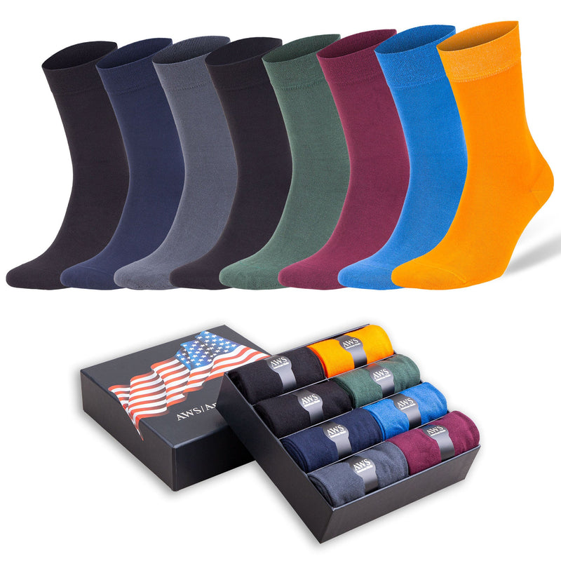 8 Pairs - Men's Bamboo Trouser Dress Socks Business Casual Socks with Gift Box-2