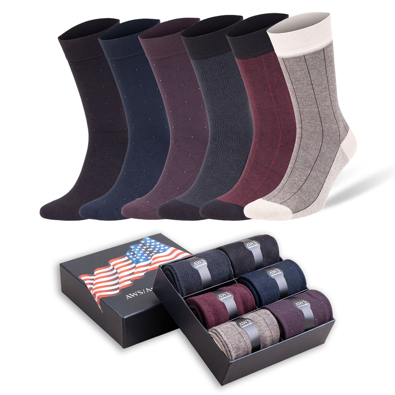 6 Pairs - Bamboo Dress Socks for Men Bamboo Fiber Business Trouser Socks with Gift Box-2