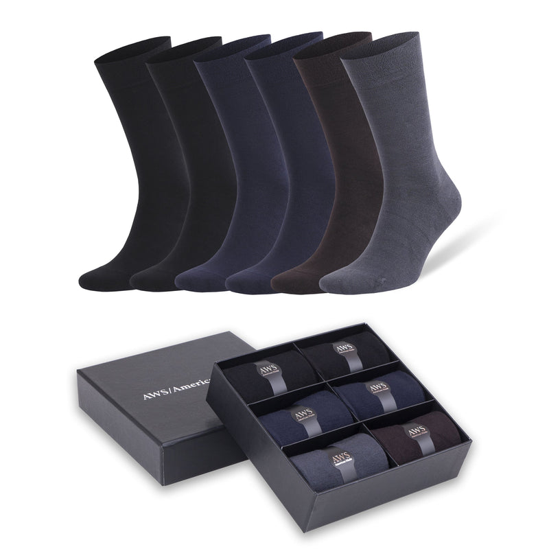 6 Pairs - Bamboo Dress Socks for Men Bamboo Fiber Business Trouser Socks with Gift Box-4