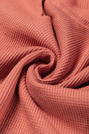 Giselle Exposed Seam Slit Neck Waffle Knit Patchwork Top-6