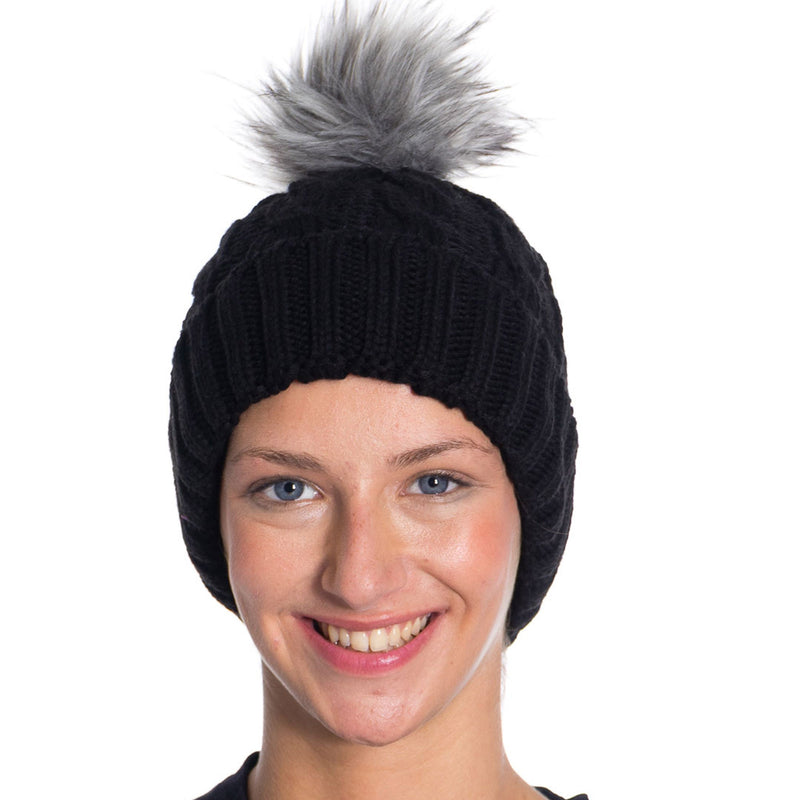 1 Pack - Winter Knitted Slouch Beanie Hat with Pom Pom for Women Winter Hat Beanie-0