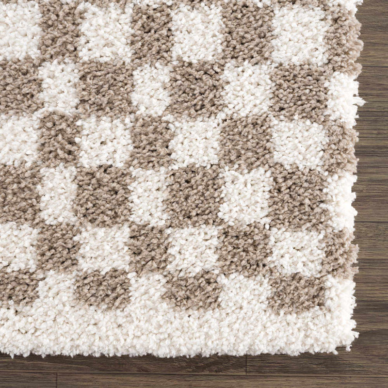 Sample Kieu Light Gray & Taupe Checkered Area Rug-0