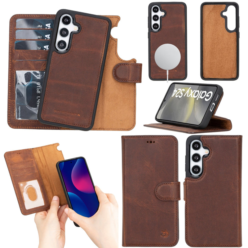 Buffalo Leather Samsung Galaxy S24 Wallet with Detachable Case-6