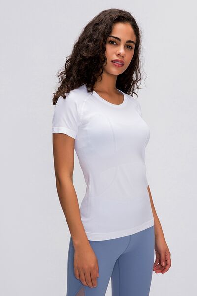 Round Neck Short Sleeve Active T-Shirt-5