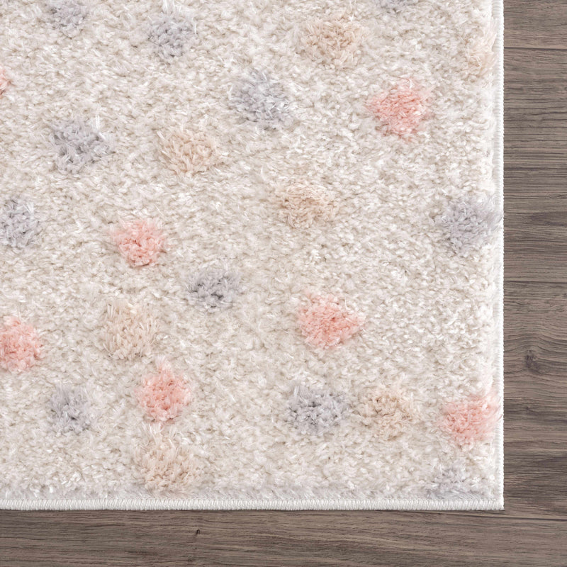 Sample Cansu Pink & Cream Dotted Area Rug-0