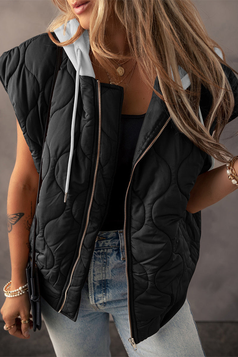 Harlow Quilted Hooded Zip Up Puffer Vest-2