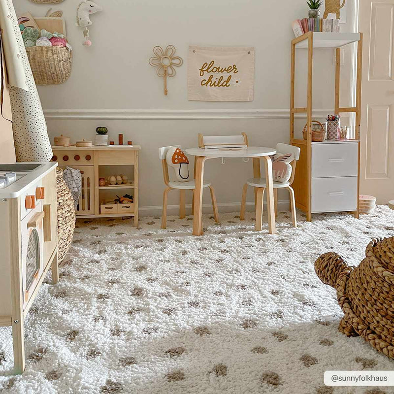 Sample Chaia Dotted Cream & Gray Plush Rug-0