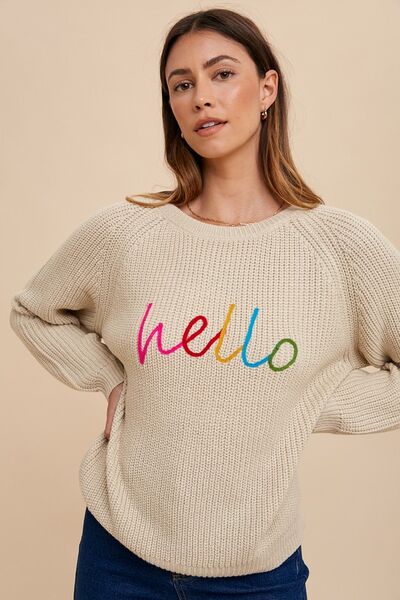 HELLO Embroidered Sweater-3