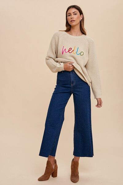 HELLO Embroidered Sweater-4