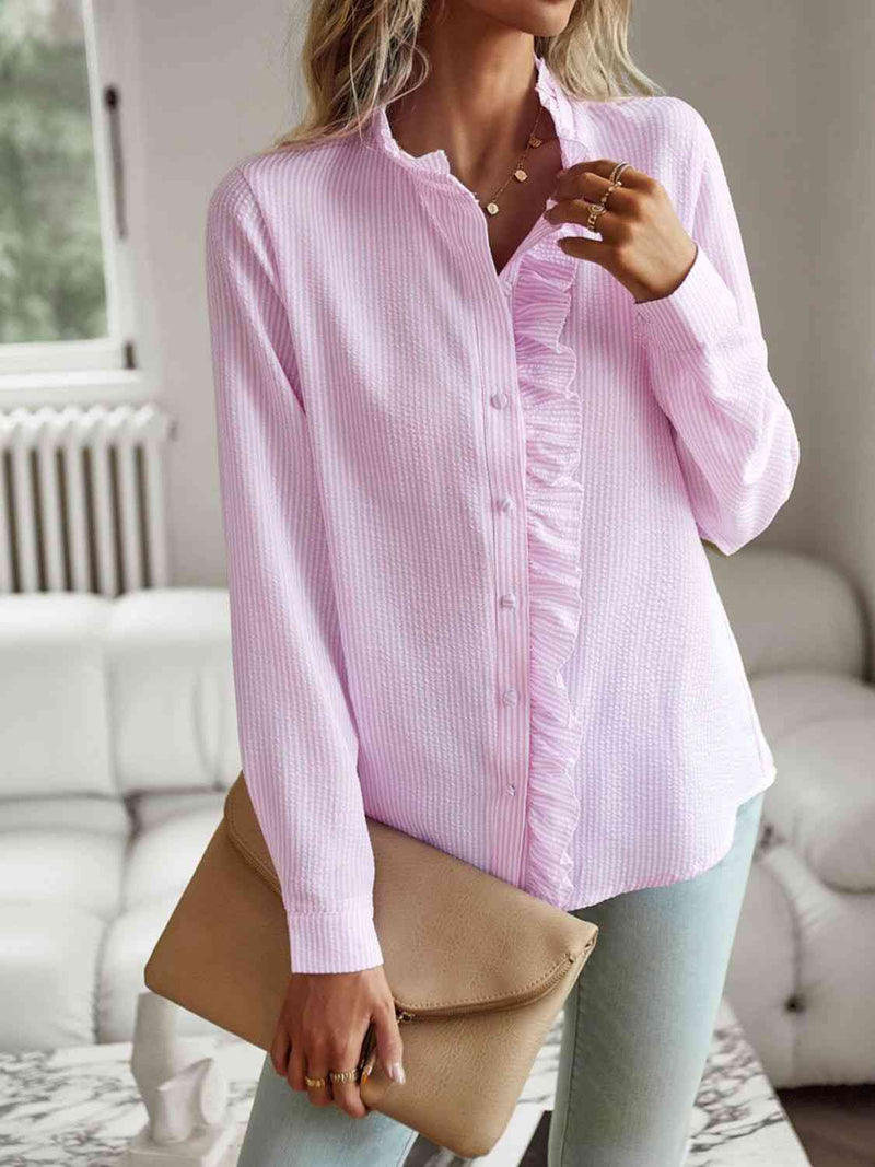 Nat Ruffle Trim Shirt-2