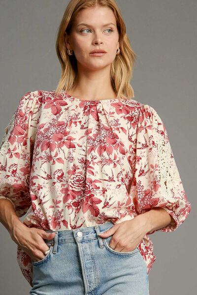 Teri Lace Trim Sleeve Blouse-0