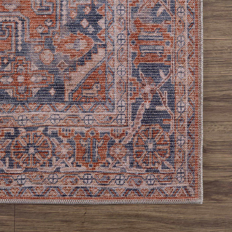 Sample Burnt Orange Taber Medallion Washable Area Rug-0