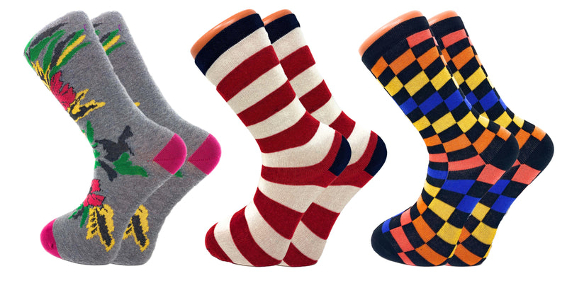 3 Pairs - Colorful Funny Socks Novelty Crazy Cotton Crew Dress Socks-4