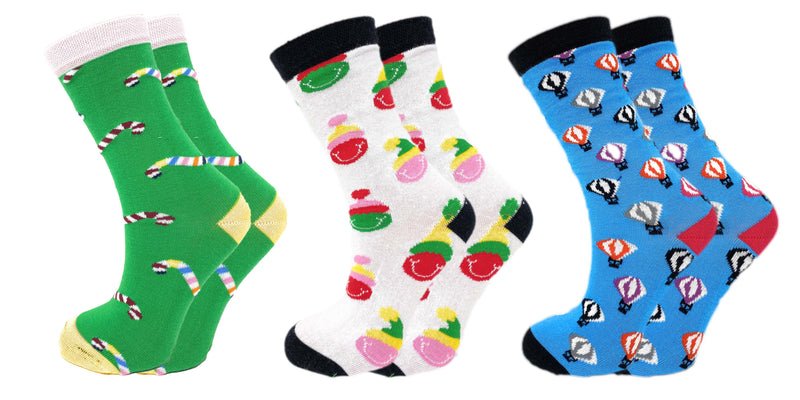 3 Pairs - Colorful Funny Socks Novelty Crazy Cotton Crew Dress Socks-6