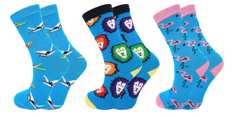 3 Pairs - Colorful Funny Socks Novelty Crazy Cotton Crew Dress Socks-7