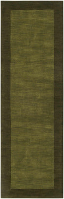 Bordered Solid Olive Green Wool Rug-5