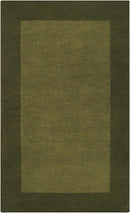 Bordered Solid Olive Green Wool Rug-7
