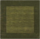 Bordered Solid Olive Green Wool Rug-3