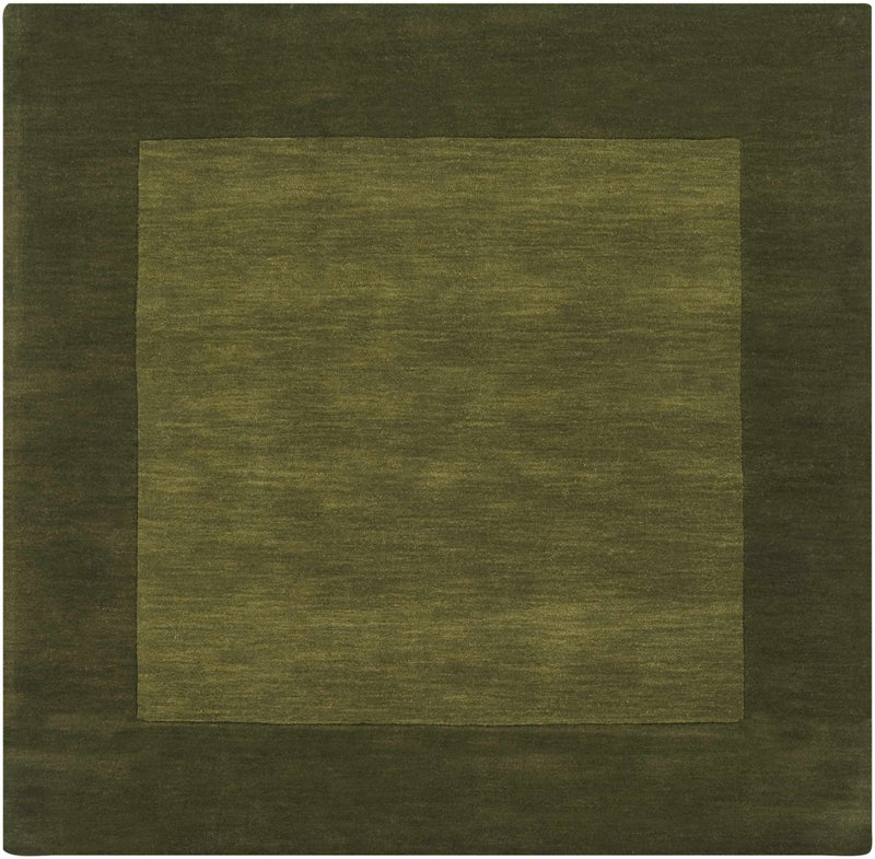 Bordered Solid Olive Green Wool Rug-3