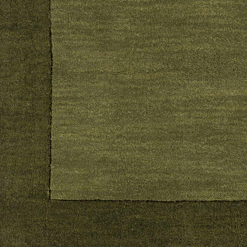 Bordered Solid Olive Green Wool Rug-4