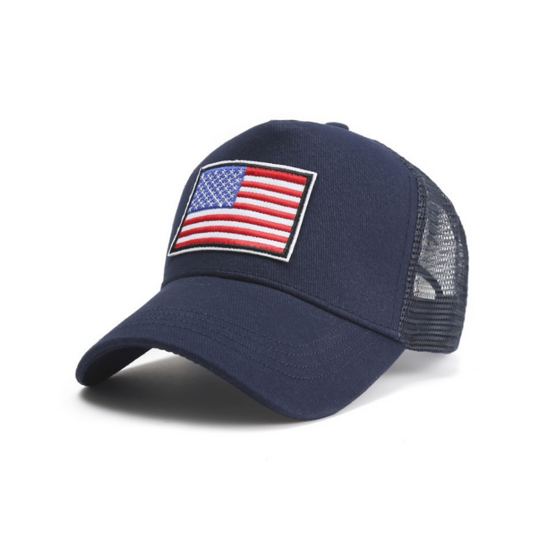 American Flag Trucker Hat with Adjustable Strap-7