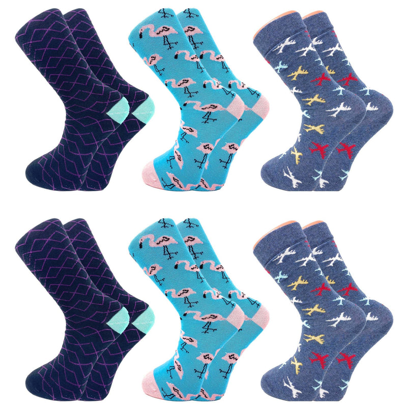 6 Pairs - Colorful Funny Socks 6 Pairs Novelty Cotton Crew Socks-3