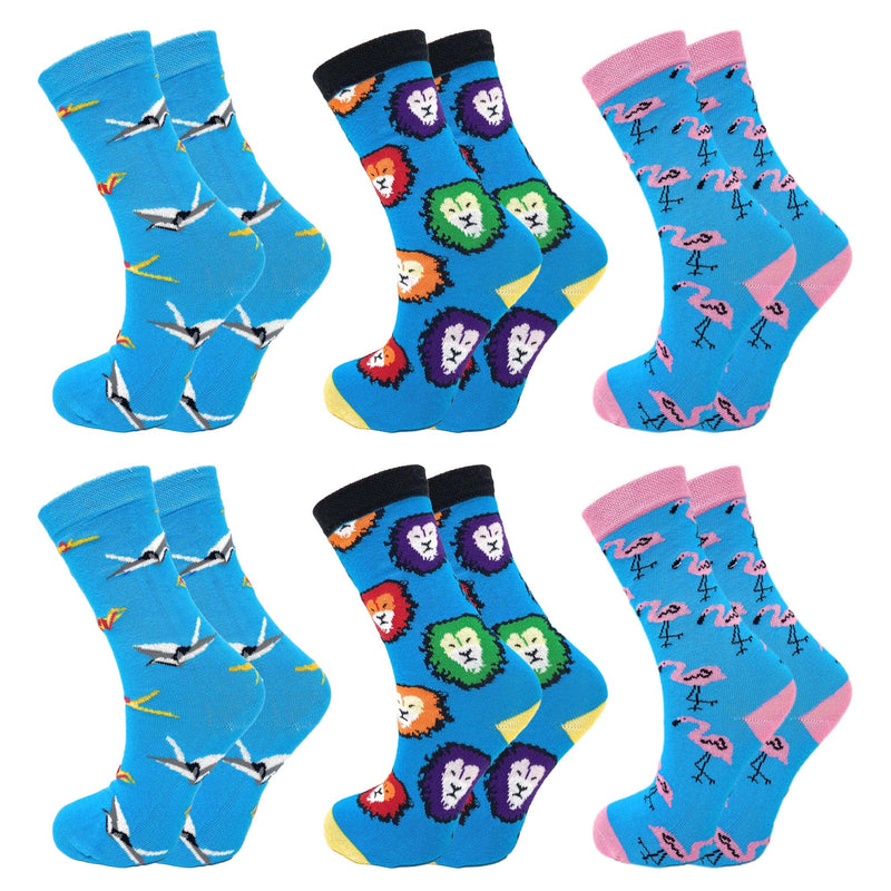 6 Pairs - Colorful Funny Socks 6 Pairs Novelty Cotton Crew Socks-7