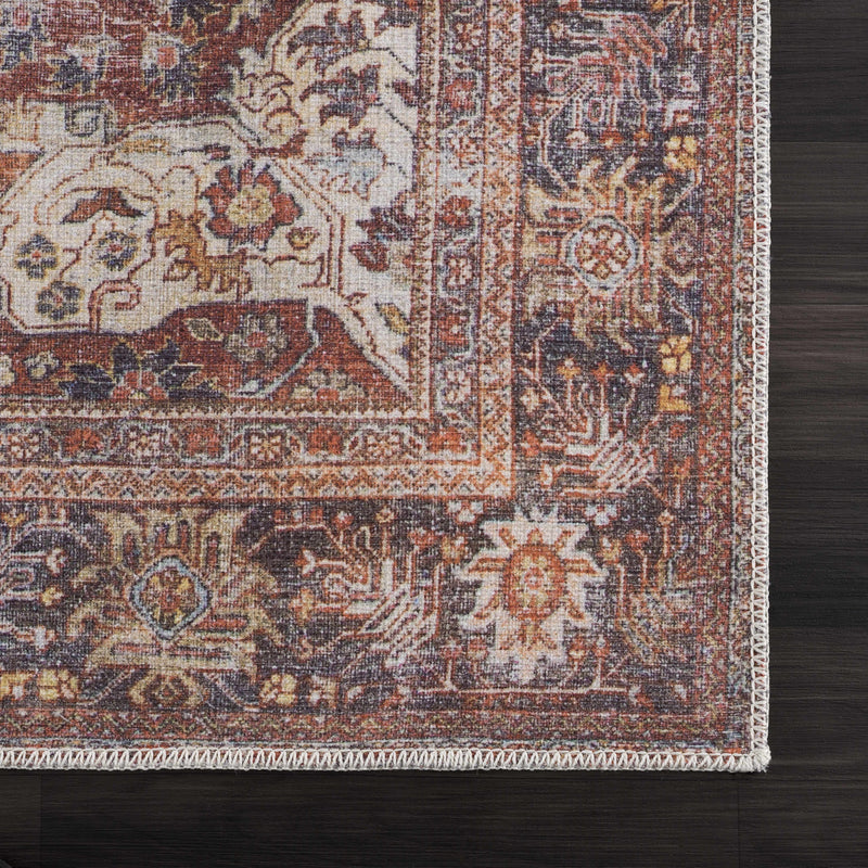 Sample Rust Elki Vintage Medallion Washable Area Rug-0