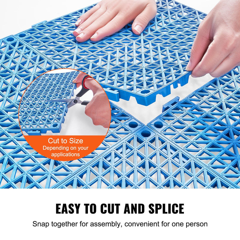 VEVOR Interlocking Tile 50PCS Blue, Drainage Tiles 12" x 12" Splicing, Soft PVC Interlocking Drainage Floor Tiles