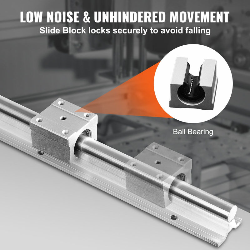 VEVOR Linear Guide Rail Set, SBR12 1000mm, 2 PCS 39.4 in/1000 mm SBR12 Guide Rails and 4 PCS