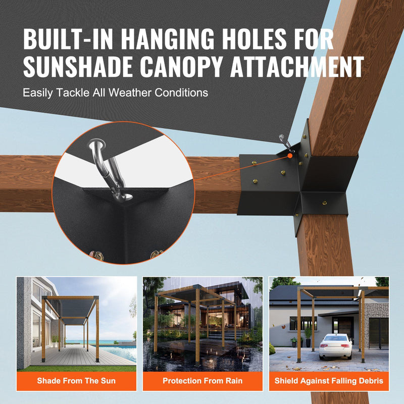 VEVOR Pergola Bracket Kit 4''x4'', 8pcs 3-Way Heavy Duty Corner Bracket Woodworks DIY Post Base Kit