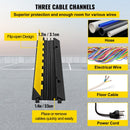 VEVOR 1 Pack of 3-Channel Rubber Cable Protector Ramps Heavy Duty 44000Lbs Load Capacity