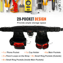 VEVOR Tool Belt with Suspenders 1680D Polyester, 29 Pockets, 29-54 inches Adjustable Waist Size, Tool Belts for Men, Heavy Duty Carpenter Tool Pouch for Carpenters, Electricians, and Gardening, Black