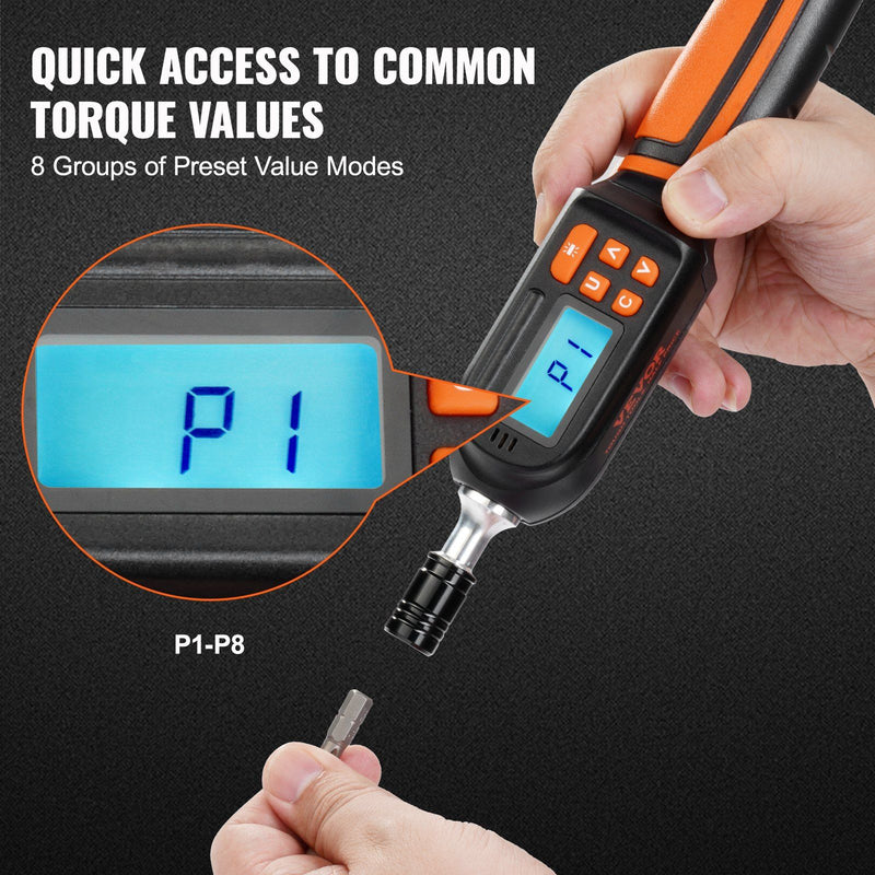 VEVOR Digital Torque Screwdriver, 1/4" Drive Screwdriver Torque Wrench, Electrician Torque Screwdriver with LCD, 2.65-70.67 in-lbs