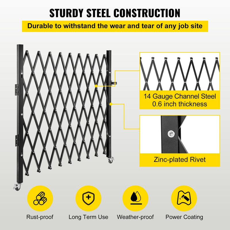 VEVOR Single Folding Security Gate, 7.1' H x 7.1' W (85 x 85 inch) Folding Door Gate