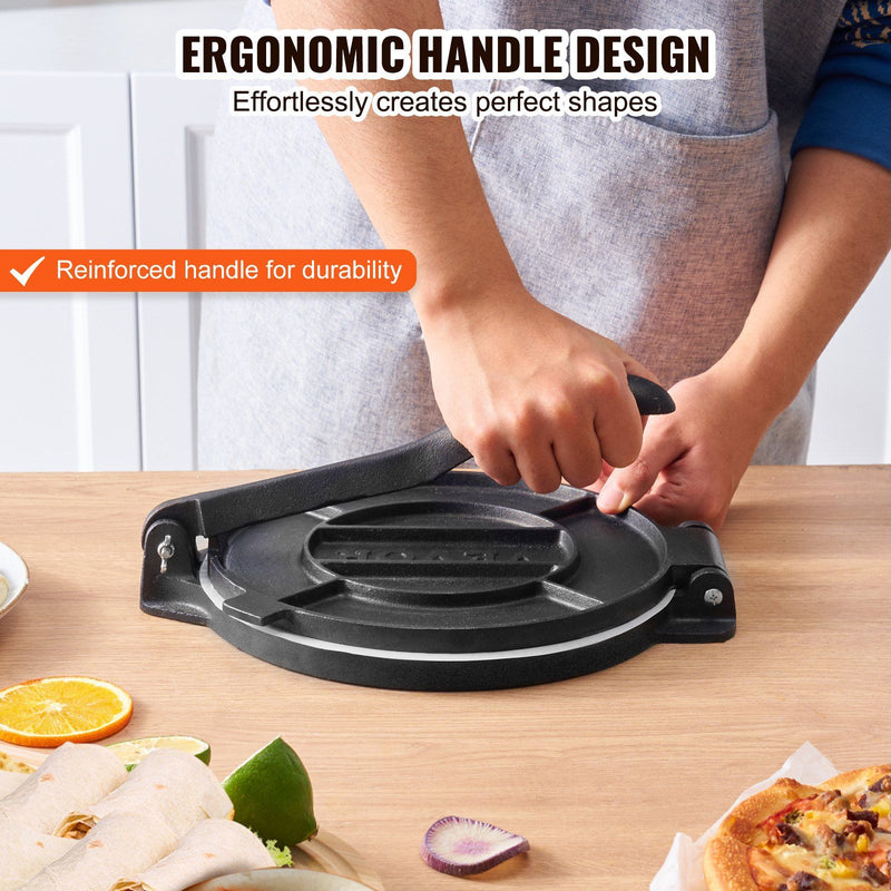 VEVOR Tortilla Press, 10 Inch Tortilla and Roti Maker, Cast Iron Heavy Duty Tortilladora Press