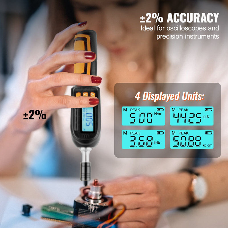 VEVOR Digital Torque Screwdriver, 1/4" Drive Screwdriver Torque Wrench, Electrician Torque Screwdriver with LCD, 2.65-70.67 in-lbs