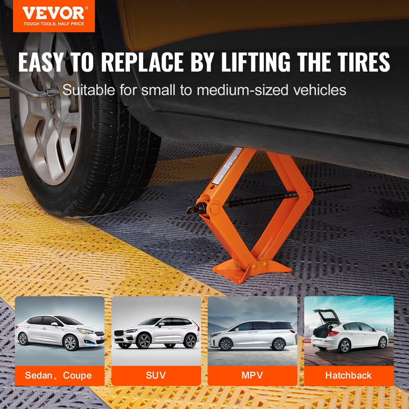 VEVOR Scissor Jack, 2.5 Ton/5512 lbs Scissor Car Jack, 3.7"-17.1" Lifting Range Scissor Lift Jack with Ratcheting Handle and L-Wrench