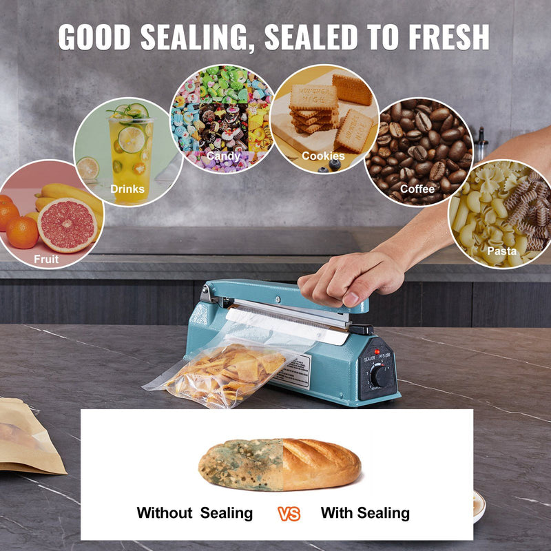 VEVOR Impulse Sealer 8 inch, Manual Heat Seal Machine with Adjustable Heating Mode
