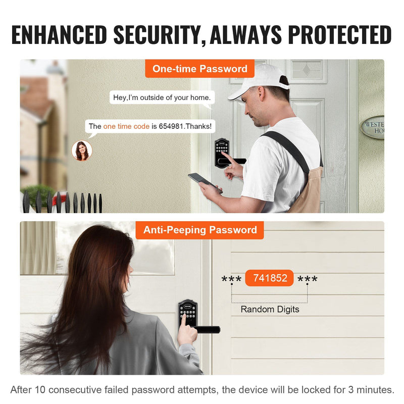 VEVOR Keyless Entry Door Lock, Electronic Keypad Entry Lever, Password and Key Unlock Combination Door Lock