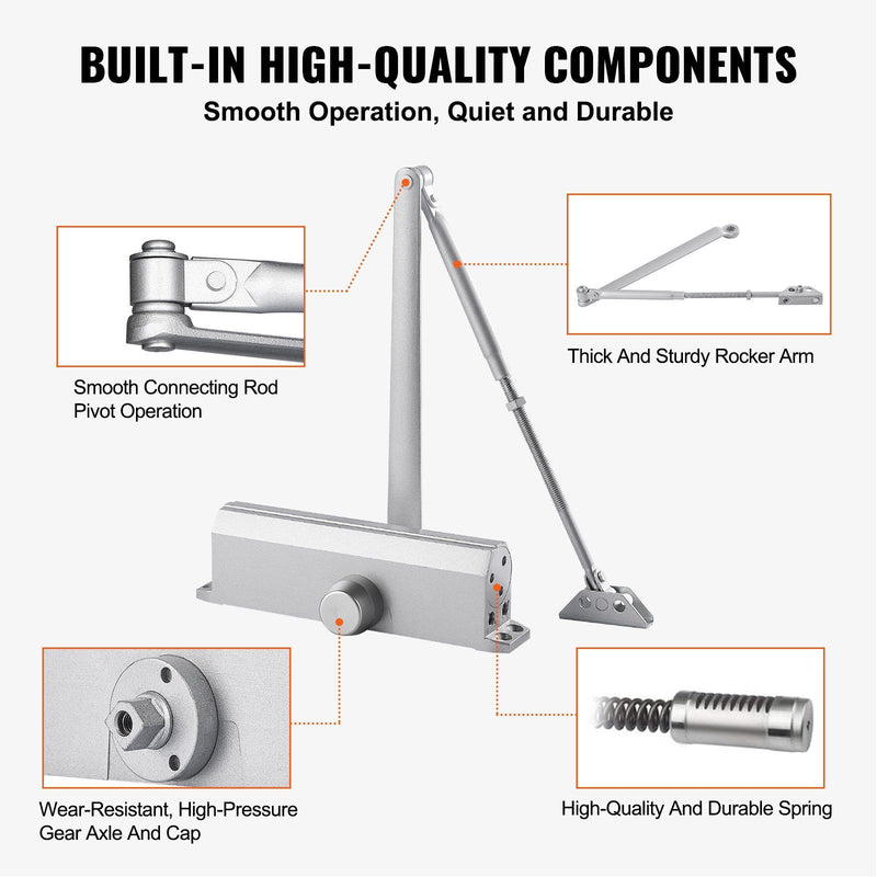 VEVOR Door Closer, Automatic Door Closer Commercial or Residential Use for Door Weights 265 Lbs