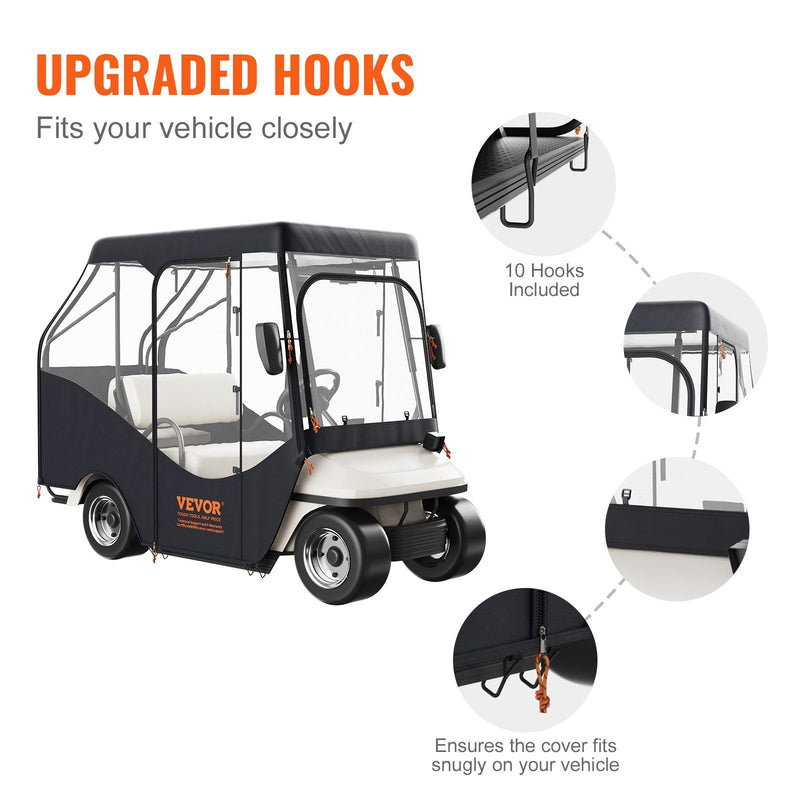 VEVOR Golf Cart Enclosure, 600D Polyester Driving Enclosure with 4-Sided Transparent Windows