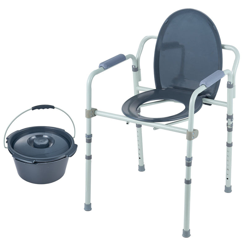 VEVOR Commode Chair, Bedside Commode with Wider Toilet Seat, 7-Level Adjustable Height