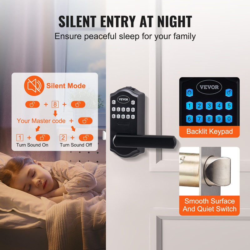 VEVOR Keyless Entry Door Lock, Electronic Keypad Entry Lever, Password and Key Unlock Combination Door Lock