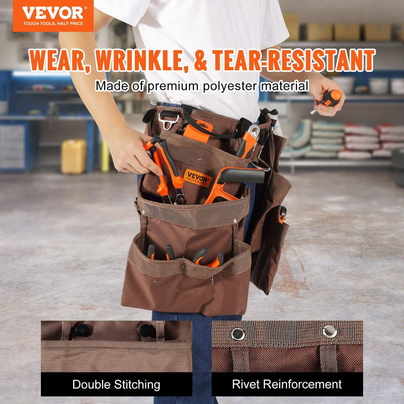 VEVOR 19 Pockets Tool Belt, Adjusts from 32 Inches to 54 Inches, Polyester Heavy Duty Tool Pouch Bag