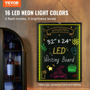 VEVOR LED Message Writing Board, 32"x24" Illuminated Erasable Lighted Chalkboard, Neon Effect