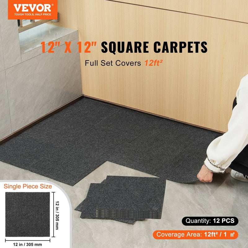 VEVOR R 12' x 12' Squares Self Adhesive Carpet Floor Tile