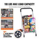 VEVOR Folding Shopping Cart, 110 lbs Max Load Capacity, Grocery Utility Cart with Rolling Swivel Wheels